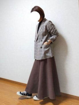 「チェック柄に恋してる」｜「アイテム（アナログ腕時計）」を使った、のんくる🌼さん（レディース・154cm）の秋コーディネート