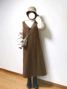 「green label relaxing（グリーンレーベルリラクシング）のアイテム（クラッチバッグ）」を使った、のんくる🌼さん（レディース・154cm）の冬コーディネート