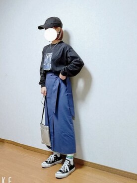 「select MOCA（セレクトモカ）のハイウエストロング丈ペンシルスカート（スカート）」を使った、のんくる🌼さん（レディース・154cm）の春コーディネート