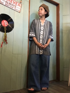 「Another Edition（アナザーエディション）のアイテム（ビーチサンダル）」を使った、keikoさん（レディース・153cm）の夏コーディネート