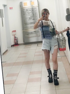 「UNIF（ユニフ）のアイテム（ブーツ）」を使った、yurさん（レディース・154cm）の夏コーディネート