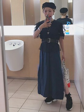 「UNIF（ユニフ）のアイテム（ハンチング/ベレー帽）」を使った、yurさん（レディース・154cm）の夏コーディネート
