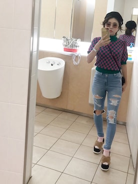 「UNIF（ユニフ）のアイテム（ハンチング/ベレー帽）」を使った、yurさん（レディース・154cm）の秋コーディネート