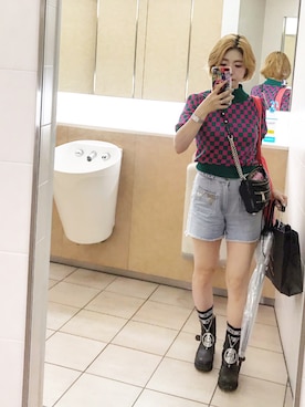 「UNIF（ユニフ）のアイテム（ブーツ）」を使った、yurさん（レディース・155cm）の夏コーディネート