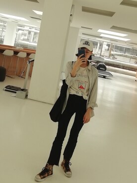 「CONVERSE（コンバース）のアイテム（シューズ、オレンジ系）」を使った、吃小松鼠的大栗子さん（レディース）の秋コーディネート