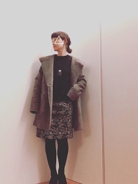 「URBAN RESEARCH（アーバンリサーチ）のアイテム（ムートンコート）」を使った、mikamoさん（レディース・158cm）の冬コーディネート