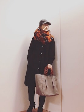 「グレープハンドルバッグ」｜mikamoさん（レディース・158cm）の秋コーディネート