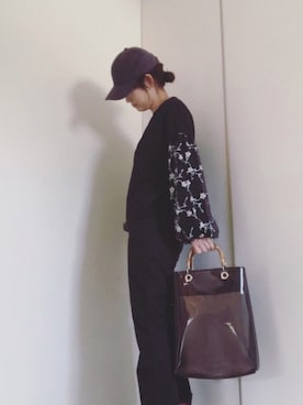 「袖ボリューム」｜「アイテム（キャップ）」を使った、mikamoさん（レディース・158cm）の春コーディネート