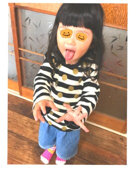 「BIT'Z（ビッツ）のアイテム（トップス）」を使った、siiさん（キッズ・80cm）の秋コーディネート