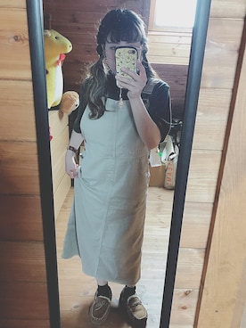 「サロペットスカート」｜「アイテム（その他シューズ）」を使った、るんさん（レディース・153cm）の夏コーディネート