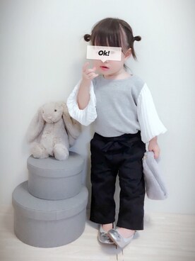 「babygap」｜「アイテム（バレエシューズ）」を使った、実果さん（キッズ・80cm）の秋コーディネート