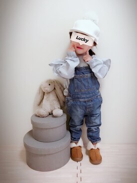 「babygap」｜「アイテム（サロペット/オーバーオール）」を使った、実果さん（キッズ・80cm）の秋コーディネート