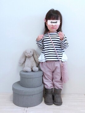 「キッスコーデ」｜「アイテム（ブーツ）」を使った、実果さん（キッズ・80cm）の冬コーディネート