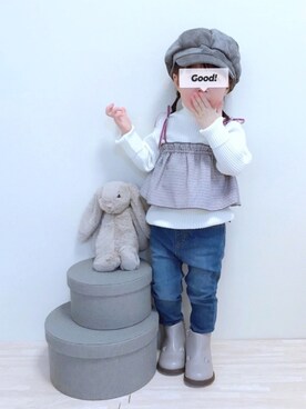 「おんなのこコーデ」｜「アイテム（キャスケット）」を使った、実果さん（キッズ・80cm）の冬コーディネート