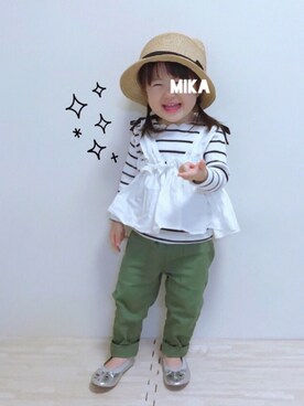 「動物モチーフ」｜「アイテム（バレエシューズ）」を使った、実果さん（キッズ・80cm）の春コーディネート
