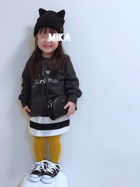 「ネコミミ」｜「アイテム（スウェット）」を使った、実果さん（キッズ・90cm）の秋コーディネート