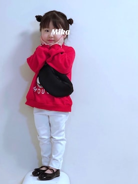 「アイテム（バッグ）」を使った、実果さん（キッズ・90cm）の春コーディネート