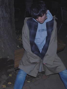 「LAD MUSICIAN（ラッドミュージシャン）のアイテム（ダウンジャケット/コート）」を使った、立教大学×nanouniversさん（メンズ・173cm）の冬コーディネート
