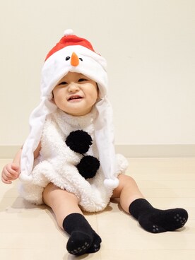 「クリスマスコーデ」｜「アイテム（ソックス/靴下）」を使った、KISA / SANAさん（キッズ・70cm）の冬コーディネート