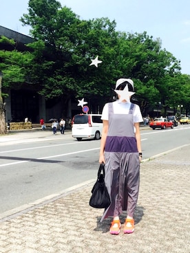「FRAPBOIS（フラボア）のアイテム（つなぎ/オールインワン）」を使った、アオハルさん（レディース・163cm）の夏コーディネート