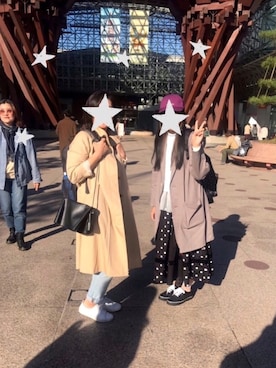 「ドットスカート」｜「アイテム（その他アウター）」を使った、アオハルさん（レディース・163cm）の秋コーディネート