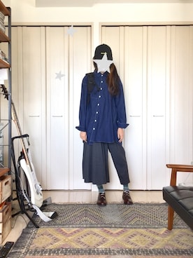 「ジョジョの奇妙な冒険（ジョジョノキミョウナボウケン）のアイテム（キャップ）」を使った、アオハルさん（レディース・163cm）の春コーディネート