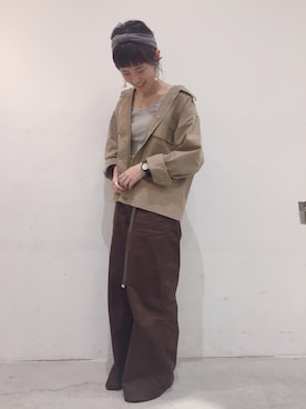 「SEVENDAYS=SUNDAY（セブンデイズサンデイ）のアイテム（ミリタリージャケット）」を使った、うっちーさん（レディース・152cm）の夏コーディネート