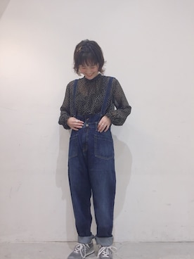「SEVENDAYS=SUNDAY（セブンデイズサンデイ）のアイテム（オールインワン・サロペット）」を使った、うっちーさん（レディース・152cm）の夏コーディネート