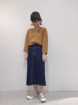 「SEVENDAYS=SUNDAY（セブンデイズサンデイ）のアイテム（デニムスカート）」を使った、うっちーさん（レディース・152cm）の夏コーディネート