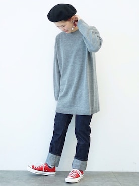 「SEVENDAYS=SUNDAY（セブンデイズサンデイ）のアイテム（チュニック）」を使った、うっちーさん（レディース・152cm）の秋コーディネート