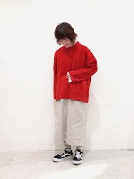 「ボーダーソックス」｜「アイテム（その他）」を使った、うっちーさん（レディース・152cm）の冬コーディネート