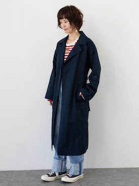 「SEVENDAYS=SUNDAY（セブンデイズサンデイ）のアイテム（トレンチコート）」を使った、うっちーさん（レディース・152cm）の冬コーディネート