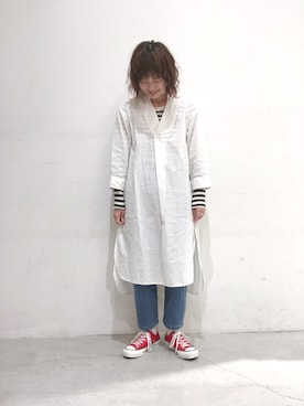「赤コンバース」｜「アイテム（その他）」を使った、うっちーさん（レディース・152cm）の春コーディネート