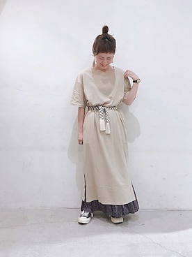 「SEVENDAYS=SUNDAY（セブンデイズサンデイ）のアイテム（ワンピース）」を使った、うっちーさん（レディース・152cm）の夏コーディネート