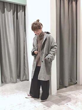 「SEVENDAYS=SUNDAY（セブンデイズサンデイ）のアイテム（ピーコート）」を使った、うっちーさん（レディース・152cm）の秋コーディネート