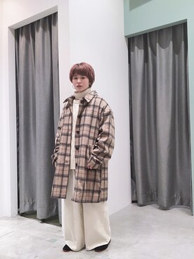 「SEVENDAYS=SUNDAY（セブンデイズサンデイ）のアイテム（ステンカラーコート）」を使った、うっちーさん（レディース・152cm）の冬コーディネート