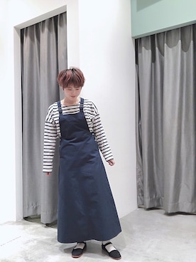 「SEVENDAYS=SUNDAY（セブンデイズサンデイ）のアイテム（ジャンパースカート）」を使った、うっちーさん（レディース・152cm）の春コーディネート
