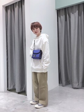 「SEVENDAYS=SUNDAY（セブンデイズサンデイ）のアイテム（パーカー）」を使った、うっちーさん（レディース・152cm）の春コーディネート