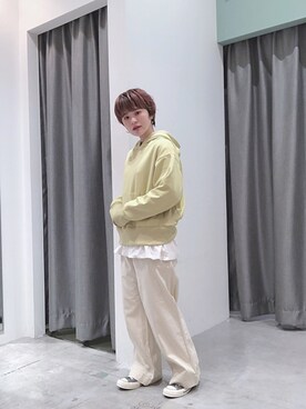 「SEVENDAYS=SUNDAY（セブンデイズサンデイ）のアイテム（パーカー）」を使った、うっちーさん（レディース・152cm）の春コーディネート
