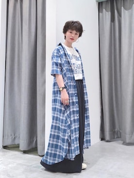 「SEVENDAYS=SUNDAY（セブンデイズサンデイ）のアイテム（シャツワンピース）」を使った、うっちーさん（レディース・152cm）の夏コーディネート