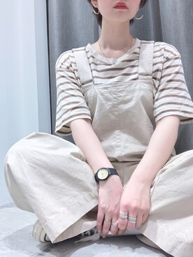 「SEVENDAYS=SUNDAY（セブンデイズサンデイ）のアイテム（オールインワン・サロペット）」を使った、うっちーさん（レディース・152cm）の夏コーディネート