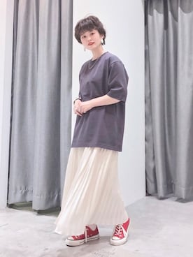 「赤コンバース」｜「アイテム（その他）」を使った、うっちーさん（レディース・152cm）の夏コーディネート