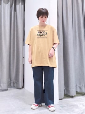 「切りっぱなしデニム」｜「アイテム（その他）」を使った、うっちーさん（レディース・152cm）の夏コーディネート