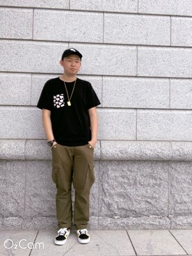 「palace」｜「アイテム（キャップ）」を使った、石魚さん（メンズ・178cm）の夏コーディネート