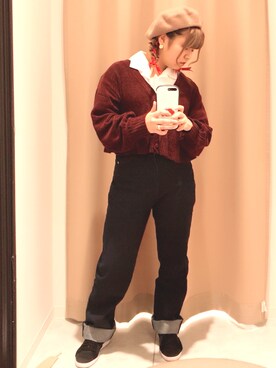 「日常」｜「アイテム（ハンチング/ベレー帽）」を使った、honoka♡さん（レディース・150cm）の秋コーディネート