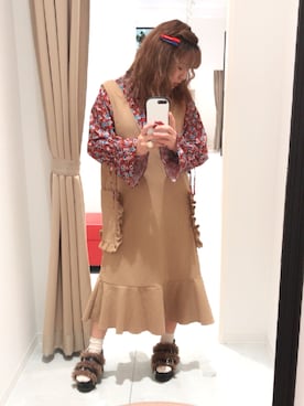 「日常」｜「アイテム（サンダル）」を使った、honoka♡さん（レディース・150cm）の秋コーディネート