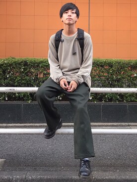 「Gramicci（グラミチ）のアイテム（スウェット）」を使った、ふきはるさん（メンズ・166cm）の秋コーディネート