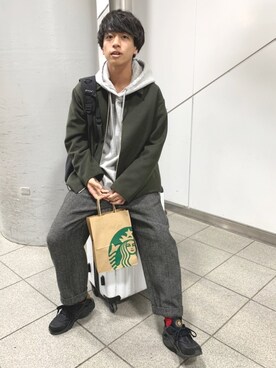 「BEAMS（ビームス）のアイテム（ジャケット/アウター）」を使った、ふきはるさん（メンズ・166cm）の冬コーディネート