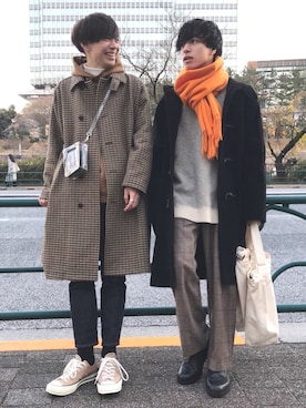 「JOURNAL STANDARD relume（ジャーナルスタンダード　レリューム）のアイテム（パンツ）」を使った、ふきはるさん（メンズ・166cm）の冬コーディネート