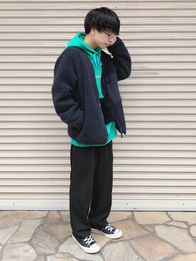 「ADER error（アーダーエラー）のアイテム（トップス）」を使った、ふきはるさん（メンズ・166cm）の冬コーディネート